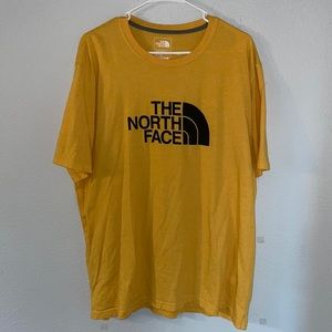 North Face, yellow, short sleeve, tee shirt, loose fit, logo